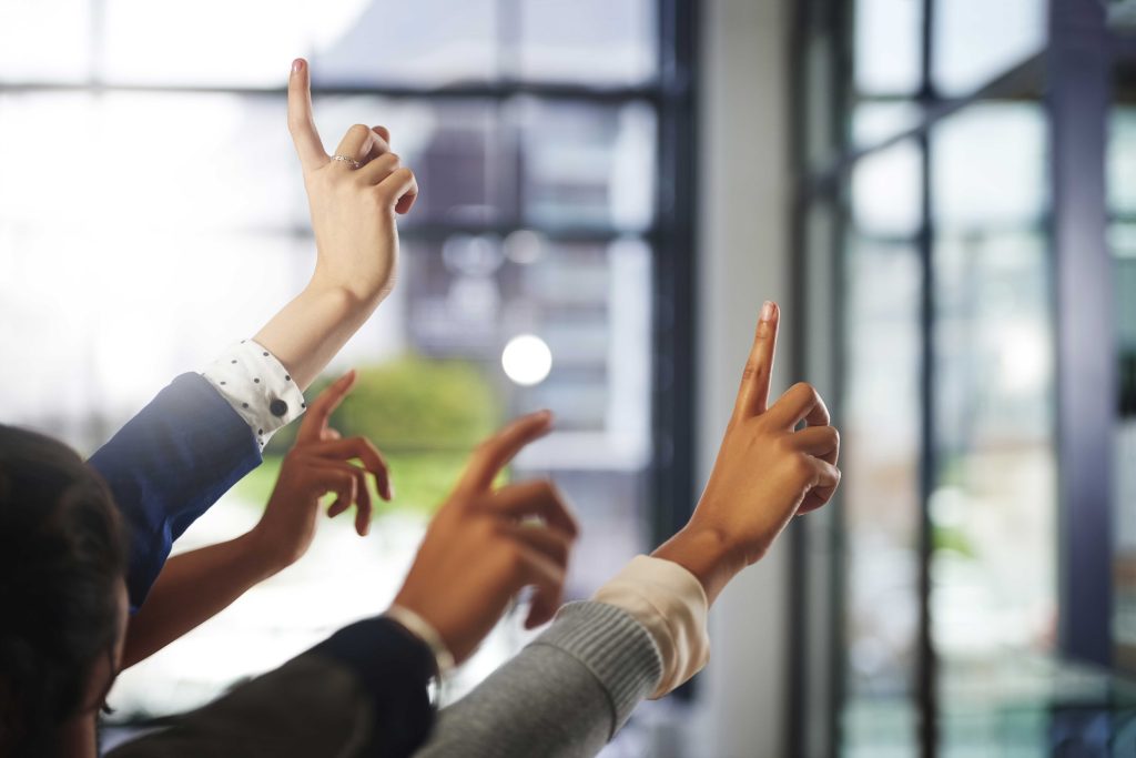 Raising hands to ask a question