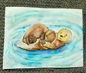 Otter painting done in Harbor Hospice art therapy