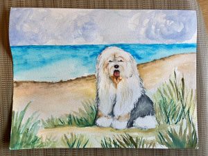 Dog painting done in Harbor Hospice art therapy