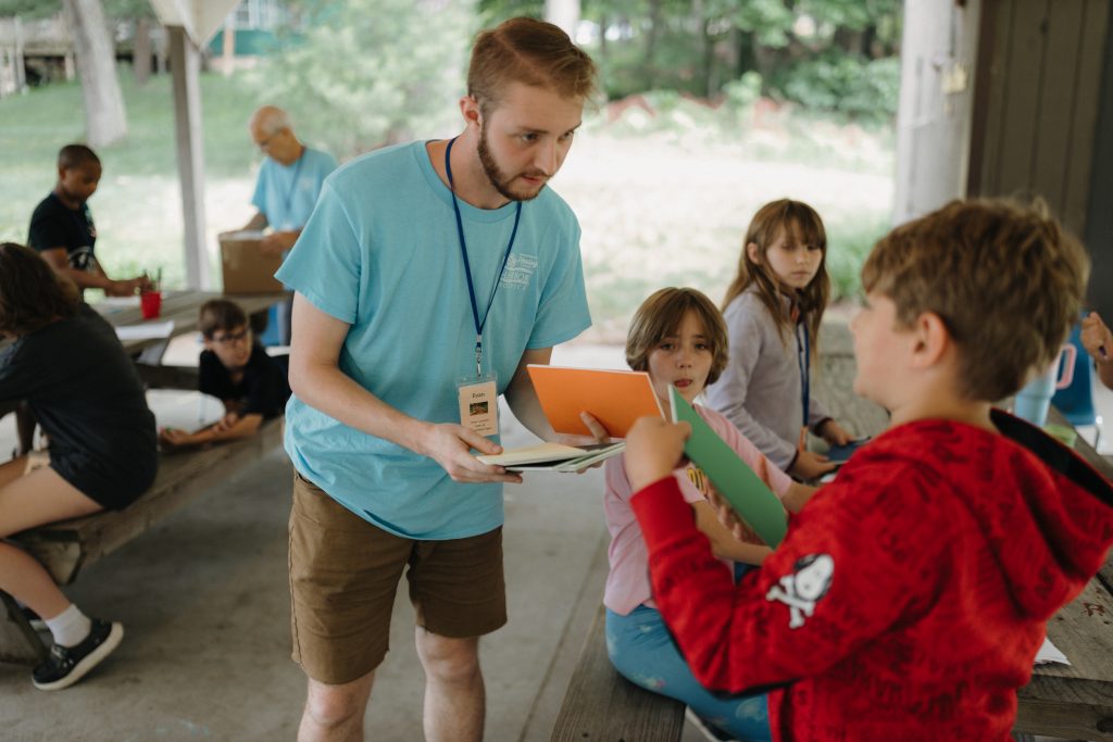 Harbor Hospice volunteer and children