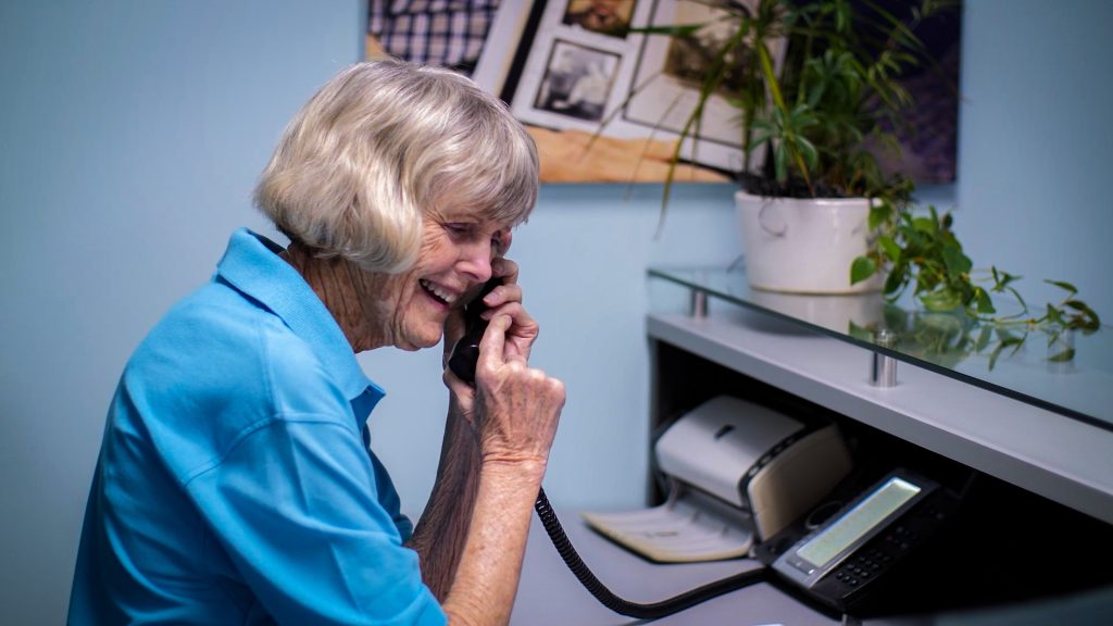 Harbor Hospice receptionist on the phone